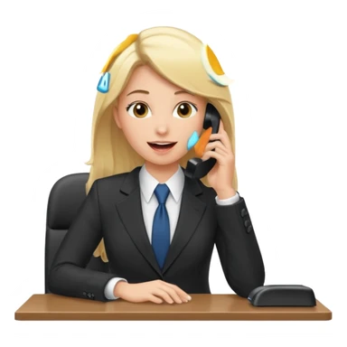 office-boss-excited-phone-desk-blonde sticker