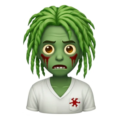 Emoji de zumbi com camisa branca locs no cabelo  sticker