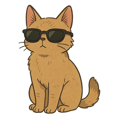 ghibli style cat wearing sunglasses sticker