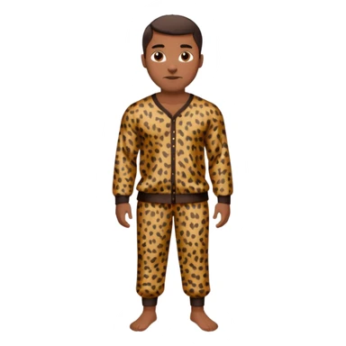 Handsome Black man with brown skin tone, with muscular build, wearing loose fitting long sleeve leopard print pajamas and white slippers  sticker