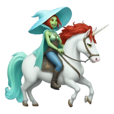 [politically incorrect, shield(
	{ female, alien, witch, color: light green, hair:red, eyes:cat} ]
	on a 
	[{ unicorn: white, legged:four, mane: light blue }]) sticker