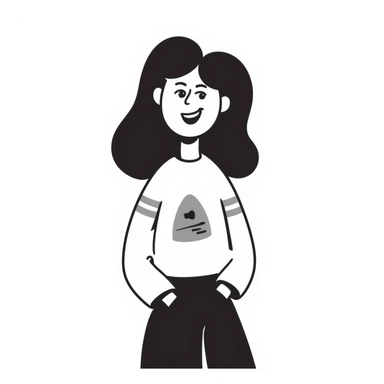 smiling woman, hand-drawn doodle style sticker