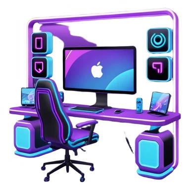 purple gaming setup sticker