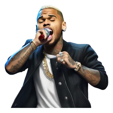 Hyper Realistic Chris Brown on stage singing  sticker