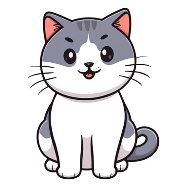 British short-hair cat with a silly face sticker