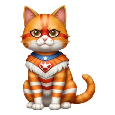 cat full body sitting with superhero mask sticker