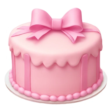 pastel pink cake with small ribbon bows in heart shape sticker