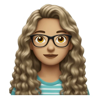 brunette wavy hair teenager with glasses  sticker