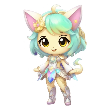 Cute Kawaii Chibi Anthro Sona Colorful Ethereal Pretty see Godly Celestial Shiny Fakemon Full Body sticker