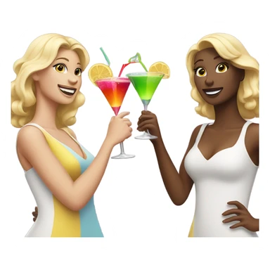 2 dancing blonde ladies with cocktails  sticker