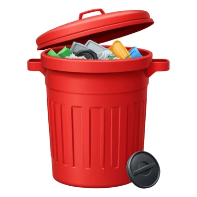 Red trash can with opened lid sticker