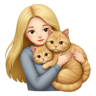 A long-haired girl hugs a Golden Shaded British shorthair sticker