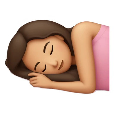 Brunette girl sleeping on pink pillow sticker