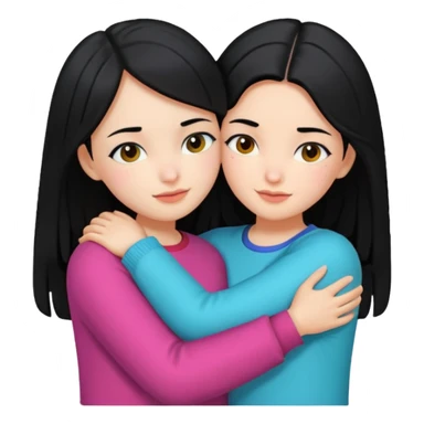 Two girls with black hair hugging each other sticker