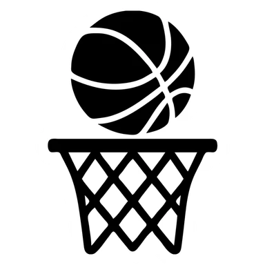 A basketball ball in a net sticker
