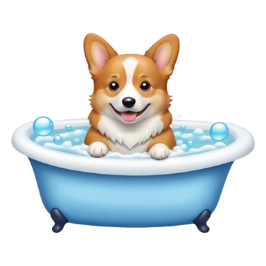 Corgi in a bath sticker