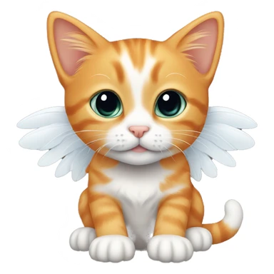 Orange tabby kitten with white  wings  sticker