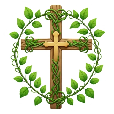 cross with vines wrapped around line art sticker