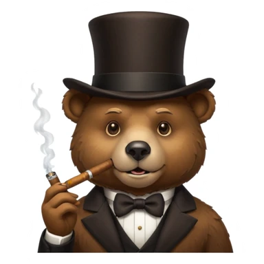 bear head in a top hat with a cigar sticker