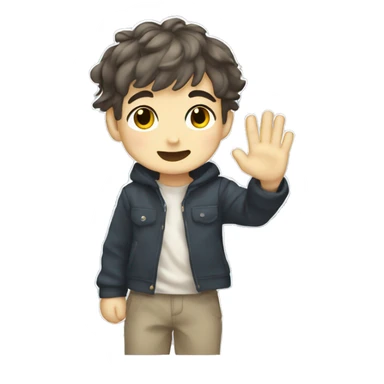a chibi anime boy waving sticker