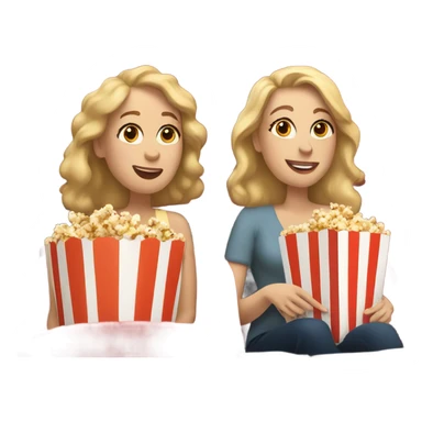 3 white women at the movies with popcorn sticker