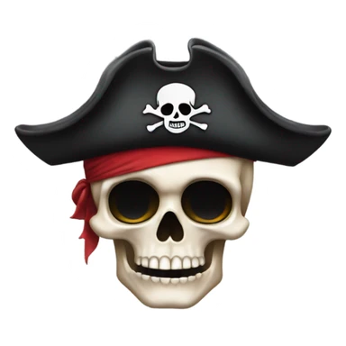 Skull dark with black eye patch and pirate hat sticker