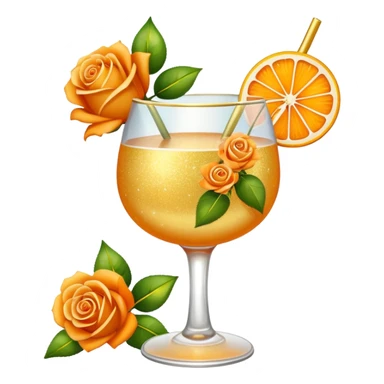 Glittery with orange roses gold mocktail sticker