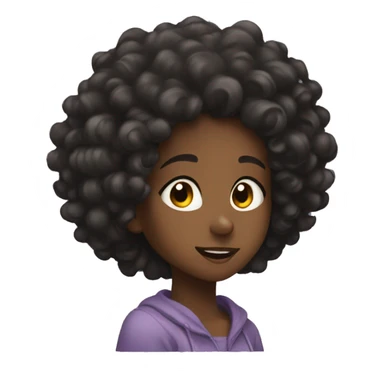 black girl with curly hair watching anime sticker