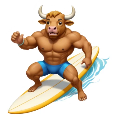 The buff bull is surfing. sticker