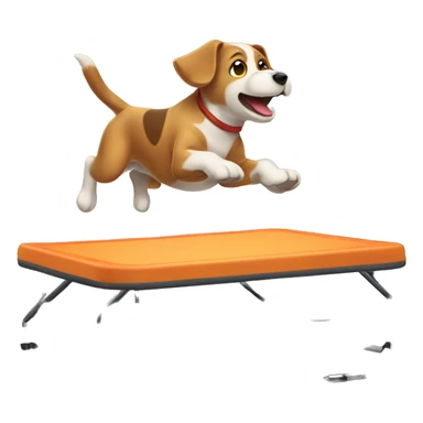 Dog jumping on trampoline  sticker
