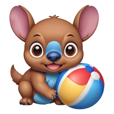 Stitch playing with a beach ball sticker