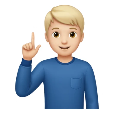 boy raising his finger talking sticker