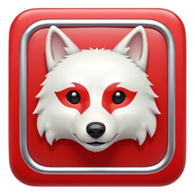 A bold white capital letter C with a small white wolf head icon above it, inside a red rounded square, emoji style, flat design, shiny light reflection, same style as 🅱️ emoji, transparent background. sticker