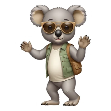 anthropomorphised koala in casual clothing, wearing dark sunglasses, walking upright in standard pose sticker