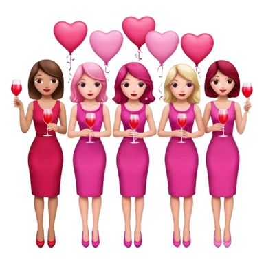 galentines party : change their outfits in red and pink, add pink heart balloons and pink cocktails in their hands sticker