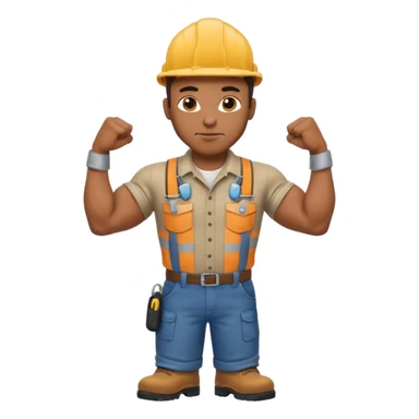 black construction worker flexing his muscles sticker