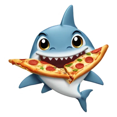 Baby shark eating a pizza sticker