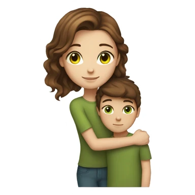brown hair girl, with green eyes and fair skin hugging boy with light brown hair brown eyes and fair skin sticker