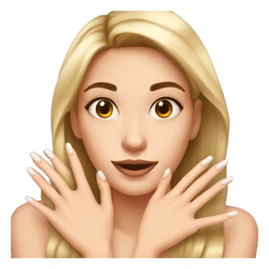 Girl showing long almond nails sticker