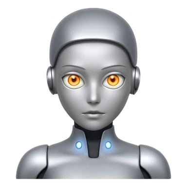 Robots Humanoid – Silver android with glowing eyes, human shape sticker