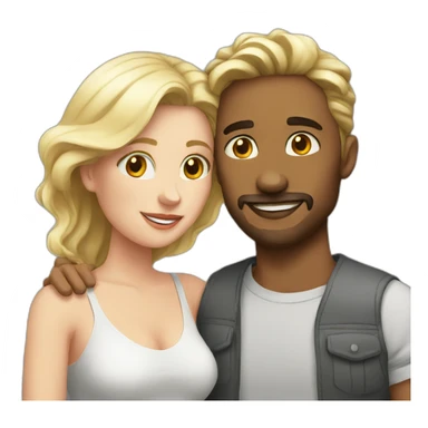 White couple love sticker