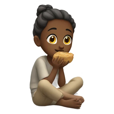 girl sitting by window eating  sticker