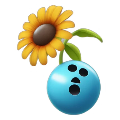 a bowling ball falling from the sky on a flower sticker