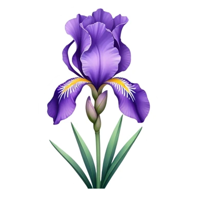 single Lavender Iris, straight stem sticker