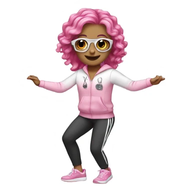dancing-pink-haired-white-girl-tracksuit- and glasses  sticker