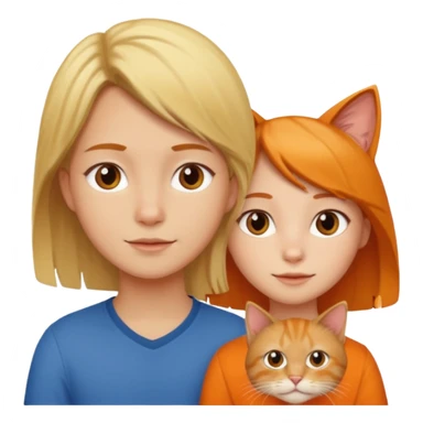 blond-hair-girl-and-brown-hair-man-and-orange-cat sticker