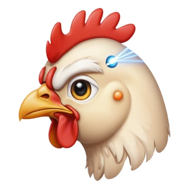 side portrait of a chicken with a laser shooting out of its eye sticker