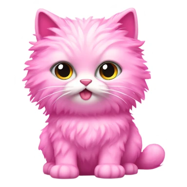 Pink full body female fluffy cat with glitter sticker