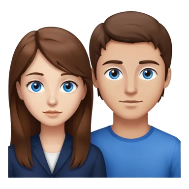 Jeune homme cheveux brun yeux bleu avec femme cheveux châtain yeux bruns sticker