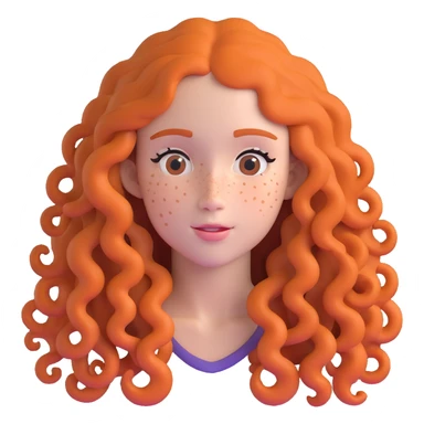 Pretty girl with extremely long curly hair and numerous freckles across her face sticker